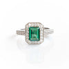 EMERALD CUT HALO RING