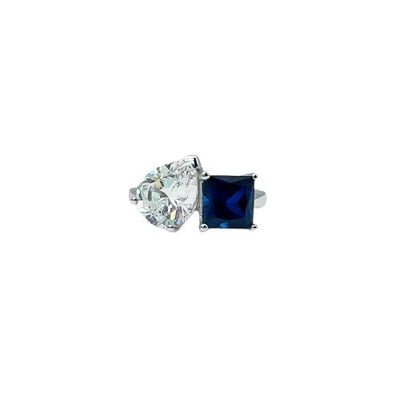 BLUE SAPPHIRE TOI ET MOI PEAR & PRINCESS CUT RING