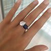 BLUE SAPPHIRE TOI ET MOI PEAR & PRINCESS CUT RING