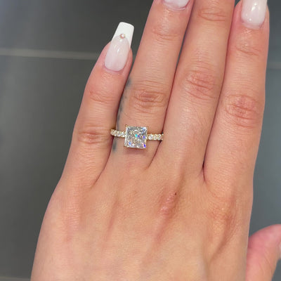 PRINCESS CUT SOLITAIRE WITH HALF ETERNITY BAND