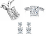 RADIANT CUT PENDANT WITH  MATCHING SOLITAIRE RING AND DROP EARRINGS