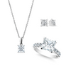 PRINCESS CUT RING WITH MATCHING SOLITAIRE  PENDANT & PRINCESS STUD EARRING