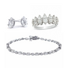 MARQUISE TENNIS BRACELET WITH MATCHING MARQUISE 7 STONE RING & STUD EARRINGS