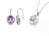 AMETHYST OVAL BEZEL PENDANT & MATCHING OVAL CUT BEZEL HOOK DROP EARRINGS