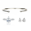 PEAR-SHAPE OPEN BANGLE WITH MATCHING  PEAR-SHAPED  RING & STUD EARRINGS