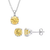 CITRINE SOLITAIRE PENDANT WITH MATCHING CITRINE STUD EARRINGS