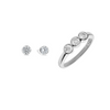 TRIAD BRILLIANT BEZEL SET RING & BRILLIANT CUT BEZEL SET SOLLITAIRE EARRINGS