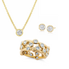 DIAMONDS BY THE YARD NECKLACE WITH MATCHING BEZEL RING AND DROP EARRINGS