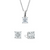 PRINCESS CUT SOLITAIRE PENDANT AND  MATCHING STUD EARRINGS