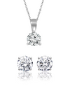 BRILLIANT CUT SOLITAIRE NECKLACE WITH MATHING BRILLIANT STUD EARRINGS