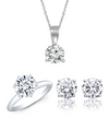 SOLITAIRE NECKLACE WITH MATCHING SOLITAIRE RING AND STUD EARRINGS