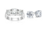 3-STONE  RING AND MATCHING SOLITAIRE STUD EARRINGS