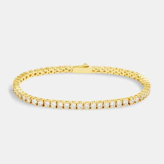 3.25MM ROUND CUT TENNIS BRACELET -  GOLD