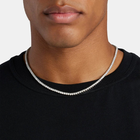 MENS 3MM TENNIS CHAIN - WHITE GOLD