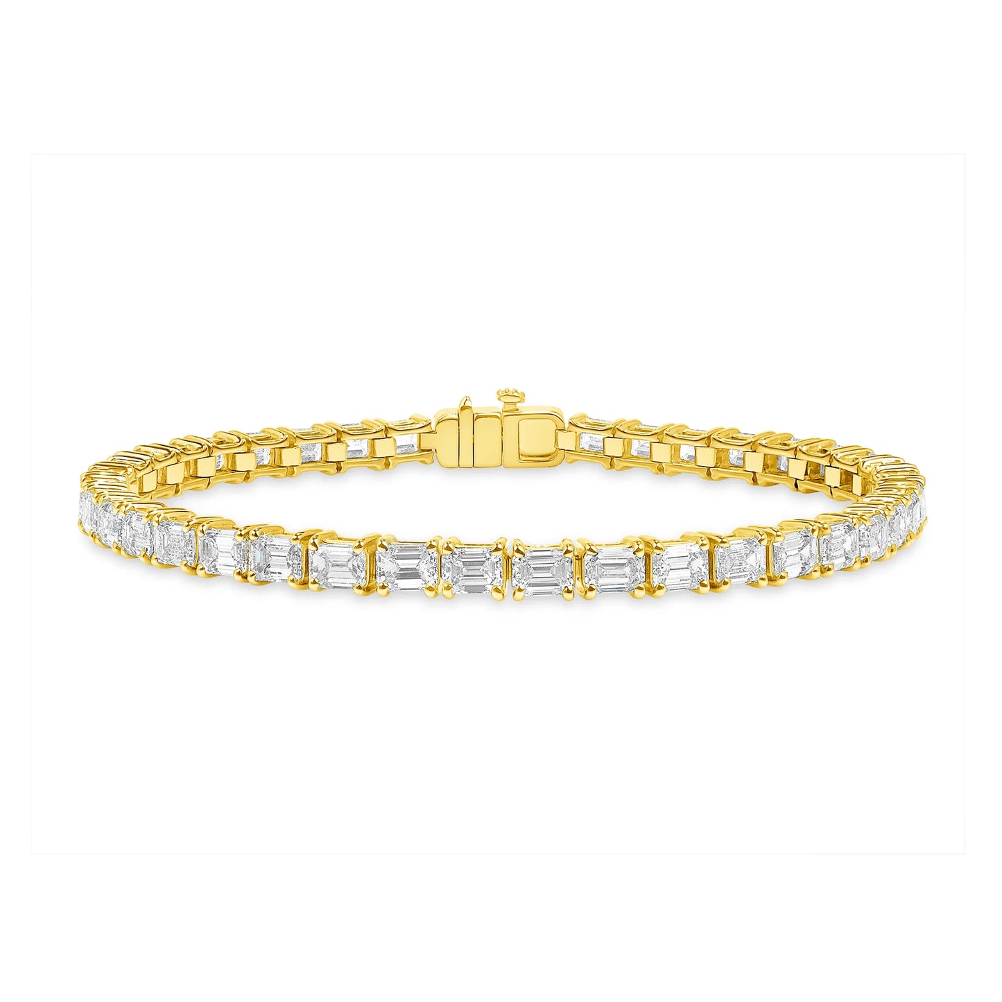 7MM EMERALD CUT TENNIS BRACELET - GOLD