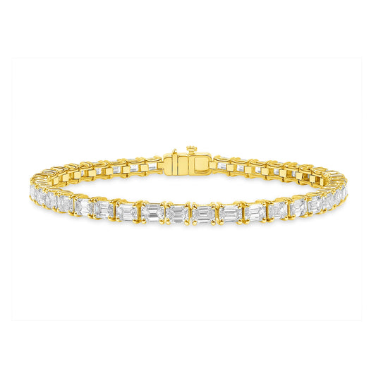 MENS 7MM EMERALD CUT TENNIS BRACELET - GOLD