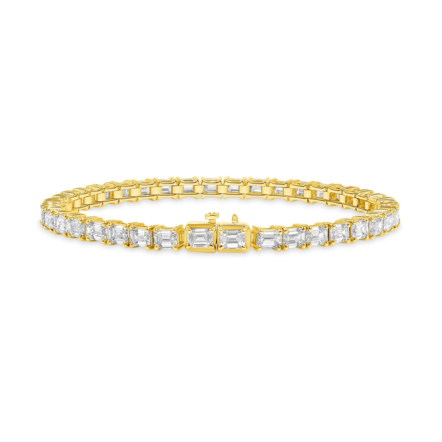 7MM EMERALD CUT TENNIS BRACELET - GOLD