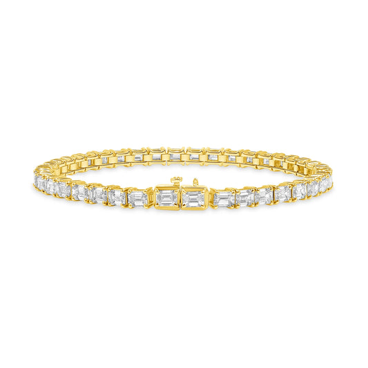 MENS 7MM EMERALD CUT TENNIS BRACELET - GOLD