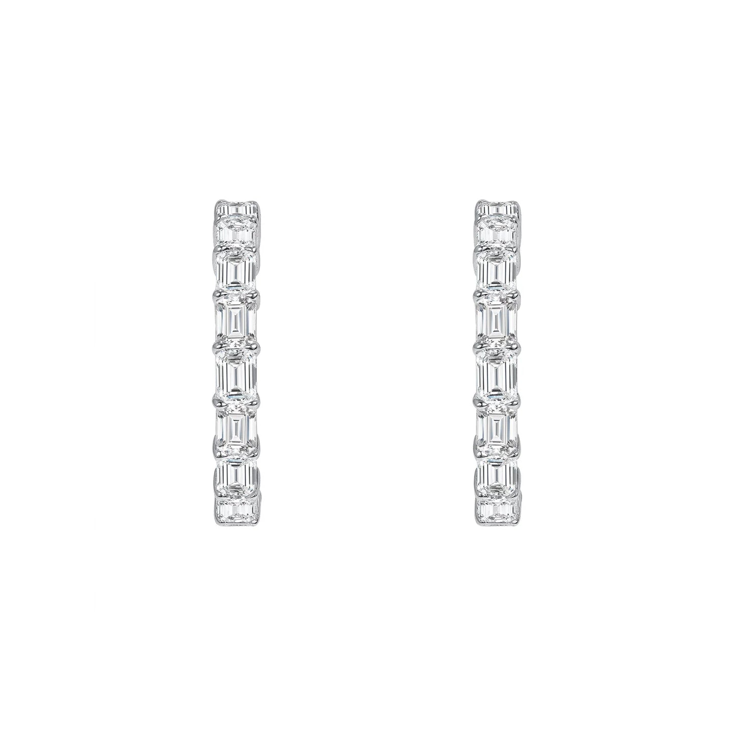 EMERALD CUT HOOP EARRINGS