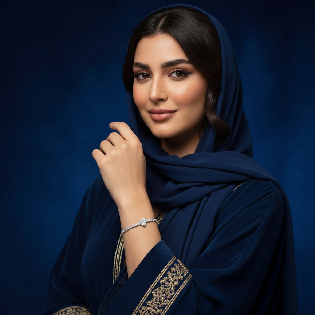 سوار تنس قلب مويسانيت لانا - ذهب أبيض - لون D - VVS1