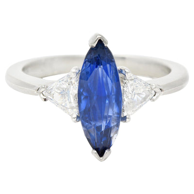 BLUE SAPPHIRE MARQUISE AND TRILLION  RING