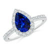 SAPPHIRE  HALO TEARDROP RING