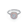 DOUBLE HALO PINK CUSHION CUT RING